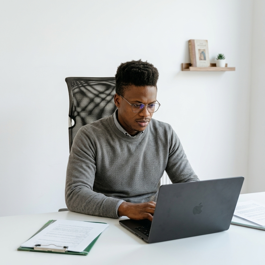 Osi, founder of Rankeb, working from Rodney Bay